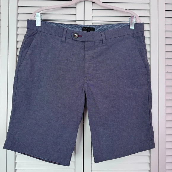 Ted Baker Chino Flat Front Cotton Blue Shorts Preppy Casual Beach Summer Size 34 - Picture 1 of 5